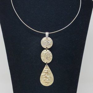 Chico's Wire Neck Ring 3 Pendant Statement Necklace